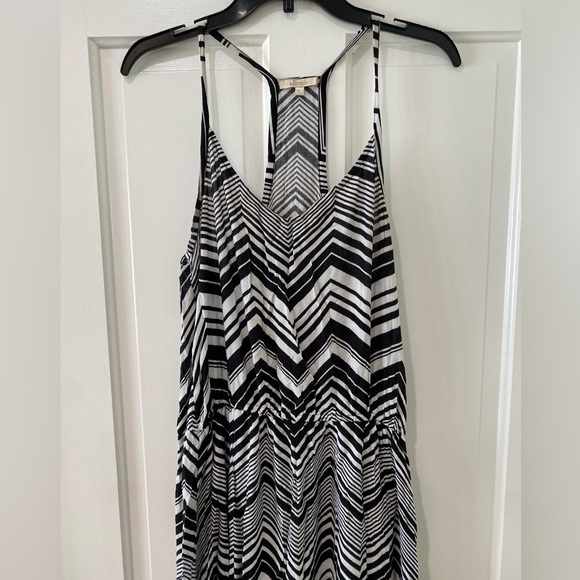 ELLA MOSS Geometrical  chevron zebra Black White Maxi Dress L - Picture 6 of 12